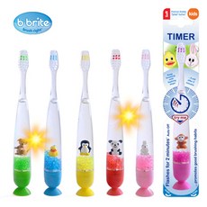 [비브라이트] 어린이용 캐릭터 LED 타이머 칫솔(동물친구), 강아지(그린), 상세페이지 참조