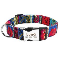 Coleira de cachorro person zada de nylon placa e, 로즈 레드, S