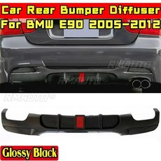 E90 리어 범퍼 립 글로시 블랙 램프 MP 스타일 스플리터 BMW 05-12 바디 키트 카본 룩-0-0, 유광 Black-00