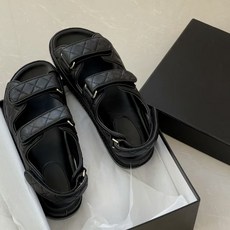 액트 벨크로 샌들 캐비어 블랙 소가죽 여성신발 여름 샌들