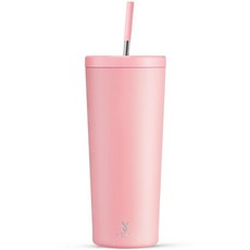 Meoky 뚜껑과 빨대가 있는 709.8ml 24온스 단열 텀블러 스테인리스 스틸 진공 24시간 동안 차갑게 유지 100 누출 방지 자동차 컵 홀더에 적합 라일락, 블러쉬, 1개