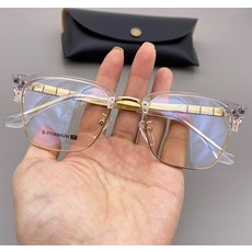 보겸크롬 하우스브랜드 하트 초경량 금속테 뿔테 안경 티타늄 가벼운 남녀공용 하금테