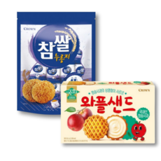 크라운 참쌀 누룽지 216g 1 와플샌드 261g 1 신제품, 1세트, 477g