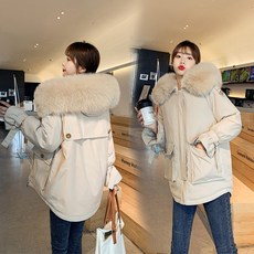 오버클래쓰 여성 빅사이즈 루즈핏 기모 퍼 숏 패딩