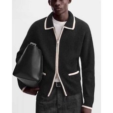 ZARA 남성가디건 슬림 패치 니트 집업 스웨터 재킷