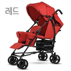 블루 베이비 쌍둥이 유모차 앞뒤 두 자리 쌍둥이 유모차, 레드