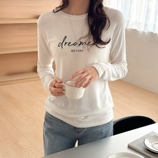 데일리앤 비욘더 여성 기본핏 스판 레터링 긴팔 티셔츠 이너 봄 가을 간절기