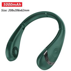 TANC 휴대용 5000mAh USB 충전식 Bladeless Neckband 야구장 선풍기 5000mAh Green, 없음