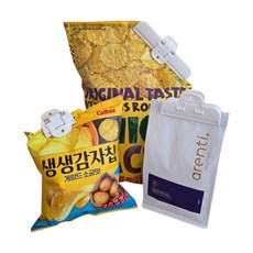 더편한생활 3종 세트 과자 밀봉 밀폐 집게 클립 원터치 봉지 마개, 1세트, 화이트