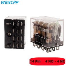 LY4NJ 일반 전자기 중간 릴레이 HH64P 미니 14 핀 AC10A 250V LED DC12/24V AC220V 실버 접점 1 개, 1개