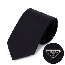 [Prada]프라다 20SS 블랙 개버딘 로고 넥타이 UCR77 I18 F0002