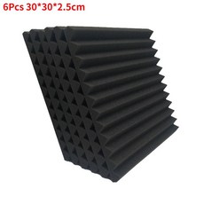 흡음재 방음 패드 스튜디오 어쿠스틱 폼 패널 절연 흡수 처리 벽 300x300x25mm 6 개 12 24, 6Pcs Black, 6개