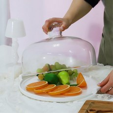원형 유리 케이크 돔 뚜껑 트레이 보관함 케잌 빵보관통 케익커버 돔커버 푸드커버 빵케이스 빵덮개 덮개