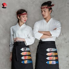 보리스토어 블랙앤화이트 7부 일식 조리복 종업원 유니폼