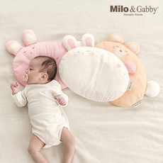밀로앤개비 생후1일부터 신생아 아기낮은베개 배냇베개 커버 + 충전재 세트, 베베 로라, 1세트