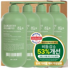바이아우어 맥주효모 81만PPM 비듬 지성 탈모 샴푸, 4개, 1L