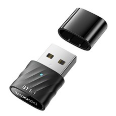 Toocki 블루투스 5.1 USB 동글 어댑터, 블랙