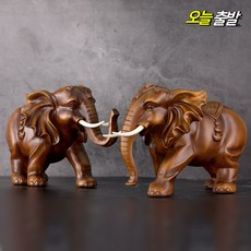 코코넷 인도 귀족 대형 코끼리 장식품 2P 세트 금전운 풍수 인테리어 자식 소품 선물 거실 인형 사무실 개업선물