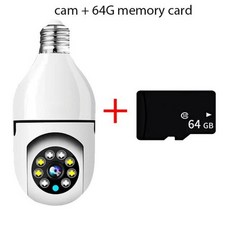 5G 전구 E27 감시 카메라 풀컬러 야간투시경 자동 추적 줌 실내 보안 와이파이 홈캠, [01] Camera 64GB, [01] 1000 tvl, 카메라 64GB