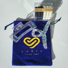 Lublu 홀로그램 오로라 집게핀 헤어핀 2종 전화선머리끈 선물세트