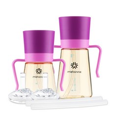 메똔느 PPSU M3 빨대컵 200ml+300ml+리필빨대2개, (PPSU_M3)빨대컵_바이올렛_200ml+300ml, 1세트