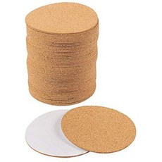 셀프 접착 코르크 서클-컵 받침 및 DIY 공예품 용 50 팩 코르크 백킹 시트, One Color, One Color_One Size