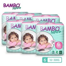 밤보네이처 기저귀 6단계 엑스라지 밴드형 22Px6팩 1Box