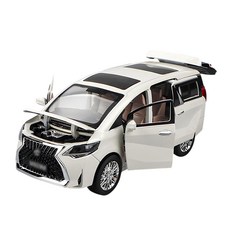 다이캐스트 금속 1:24 렉서스 LM300h 미니밴 럭셔리밴 합금 풀백 자동차 모형, 1개, 화이트 1개, 화이트