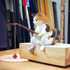 미미네아쿠아 낚시하는 고양이 피규어-삼색이, 1개