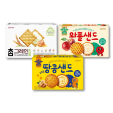 크라운 참그레인 우리밀 192g 1 와플샌드 261g 1 고소한 땅콩샌드 279g 1 (총3), 4세트, 732g