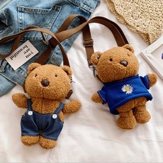 HOLYG 니카 귀여운 겨울 곰돌이 어린이 털가방 크로스백
