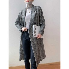 헤링본 롱코트 빅카라 디테일 울혼방 패턴 겨울 여성 데일리 아우터 필수템