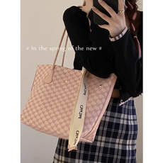 한소희 가방 swdf new ribbon letter plaid big tote 토트백