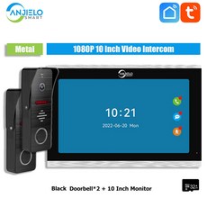 초인종 스마트 유선 1080P 160 7/10 비디오 와이파이 인터콤 카메라 터치 가정용 시스템 모니터 투야 인치, 7) B2D-1M10inch-32G