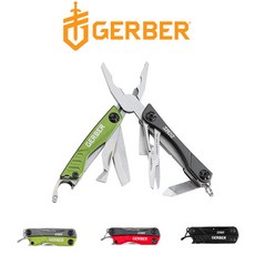 GERBER 다임 마크로 툴 멀티툴 그린 레드 브랙 10종 다용도 야외용 카리스 툴 맥가이버 칼, 1개