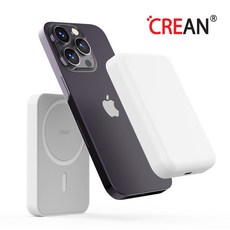 크레앙 맥세이프 아이폰 무선 충전 보조배터리 5000mAh (CREBATMS) 화이트{CREBATMS-WT}