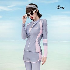  ANS 여성 라인 집업 래쉬가드 세트 브라탑 보드숏 수영복 여자 레깅스 레쉬가드 3종 셋트 528 -당일 발송- 