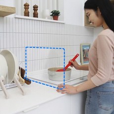 리앤홈 가스렌지가림막 싱크대물막이 투명 인덕션가드 물막이판, 1개