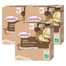 babybio 베이비바이오 세몰리나 코코아 크림 유아용 디저트 이유식 8개월이후 4개입 85g 3팩