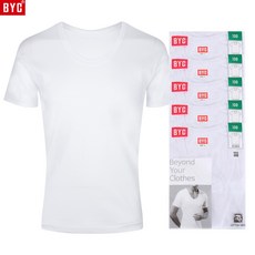 BY0043K 01A
 BYC 남성 반팔 런닝 5매 순면 남자 기본 티셔츠 흰색 화이트 주니어 티반 베이직 라운드넥 빅 5S_BYC1903