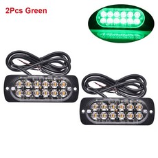 비상 깜박이는 비콘 경고등 12 LED 스트로브 조명 12V 24V 스트로보스코프 자동 DRL 자동차 트럭 경찰 앰버 레드 블루, 2Pcs Green, 2개