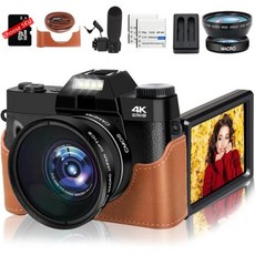 빈티지카메라 SLR 컴팩트 디지털 사진 4K 와이파이 웹캠 브이로그 비디오 녹음기 유튜브 48MP 캠코더 3 인치 플립 스크린, 37) as show 8 16G TF Card