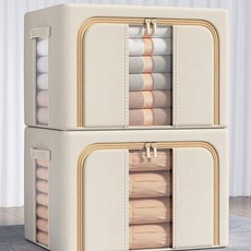 투명 강철 프레임 보관 간단한 변경 의류 계절 스타일 주최자 상자 Underbed 현대 이동, 14 이중 창 이중 베 66L 50 40 33CM, 1개