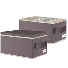 CD/DVD Storage Box Universal Stackable Organizer with lid Blu-ray disc Media Holder Video Game Dis, 2Pack Brown purple