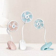 [루나스토리]배터리용량UP 3단조절 휴대용 자바라 유모차선풍기-(안전망 증정), 핑크
