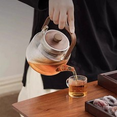 호두나무 전기도자기 가정용 유리 끓이는 찻주전자, 500ml-600ml