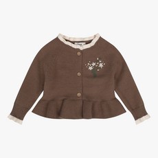 치크 [뉴코아 인천점] 23 FW 밑단 프릴로 귀엽고 꽃자수를 수놓아 더욱 예뻐보이는 손덧수 가디건 CKCK23W2G