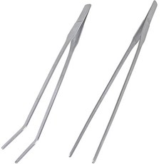 어항청소도구 먹이 집게 2개 수족관 핀셋 스텐 스틸 직선 곡선 세트 27cm 10 6인치 벌레 파충류 도마뱀 수염 용 실버 아쿠아스케이프 도구