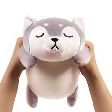 Shiba inu 개 플러시 베개 박제 동물 인형 장난감 귀여운 거친 강아지 어린이 생일 발렌타인 크리스마스 베개 던져 (Lightgrey 15.7 in), Lightgrey, 15.7 in