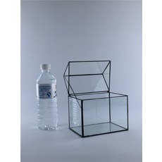 미니 유리 화분 온실 하우스 테라리움 플랜트 박스, 15x11x 16 (플립 커버)